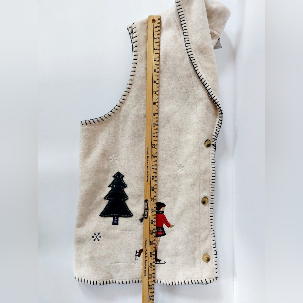 Cream Fleece Ice Skating Christmas Vest 3X Capacity Holiday Olympics Minnesota - Picture 6 of 6